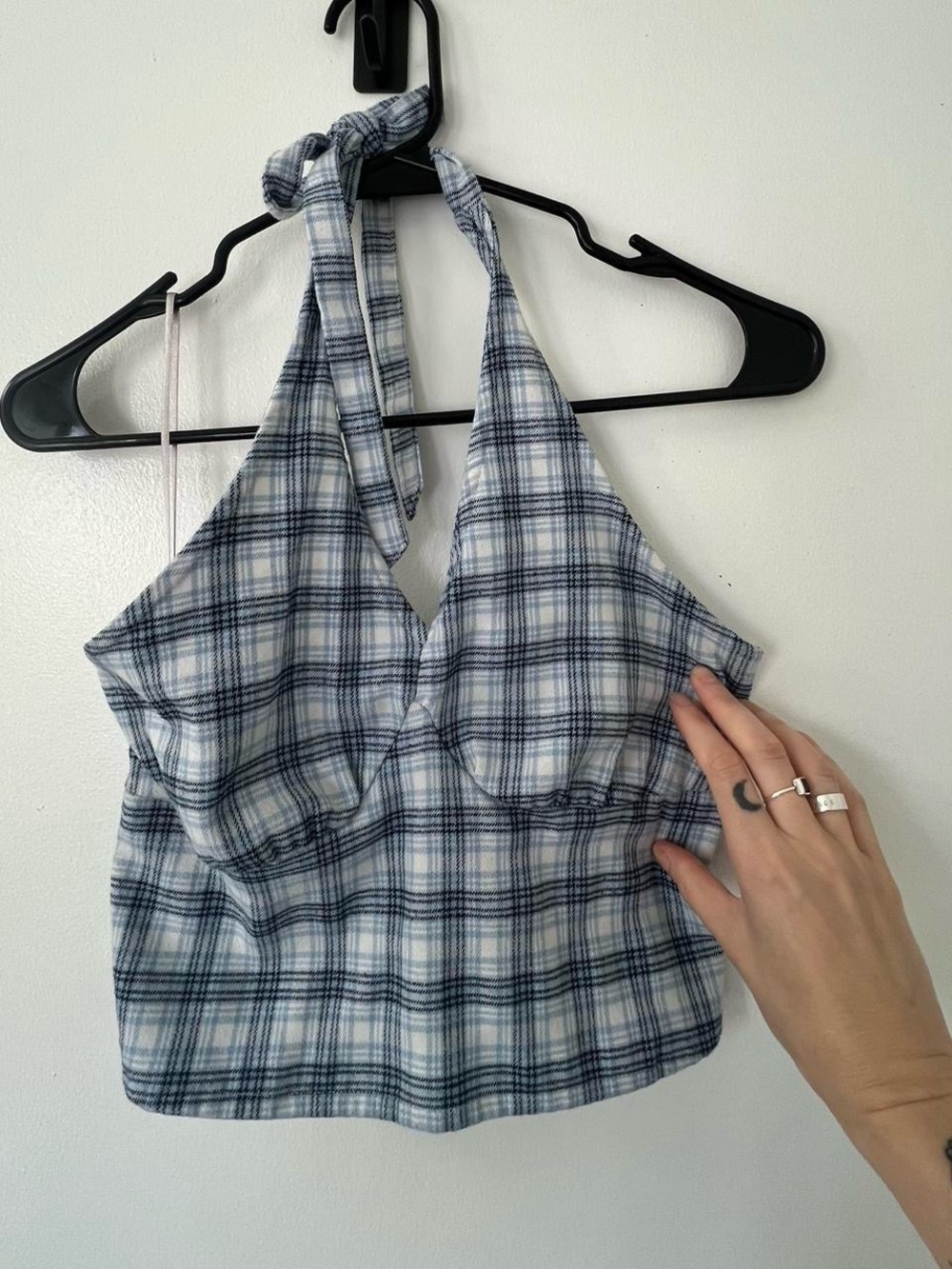 Hollister Blue Plaid Halter Crop Top